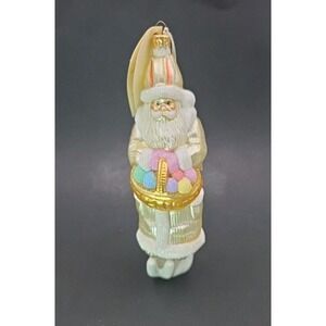Patricia Breen EASTER SANTA Handmade Holiday Ornament #9910 Bunny‎ Paws 1999 Vtg